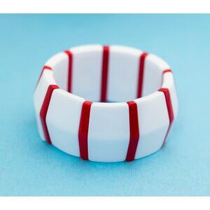Vintage Red Lines Flexible Bangle by Avon 7 Inches N24